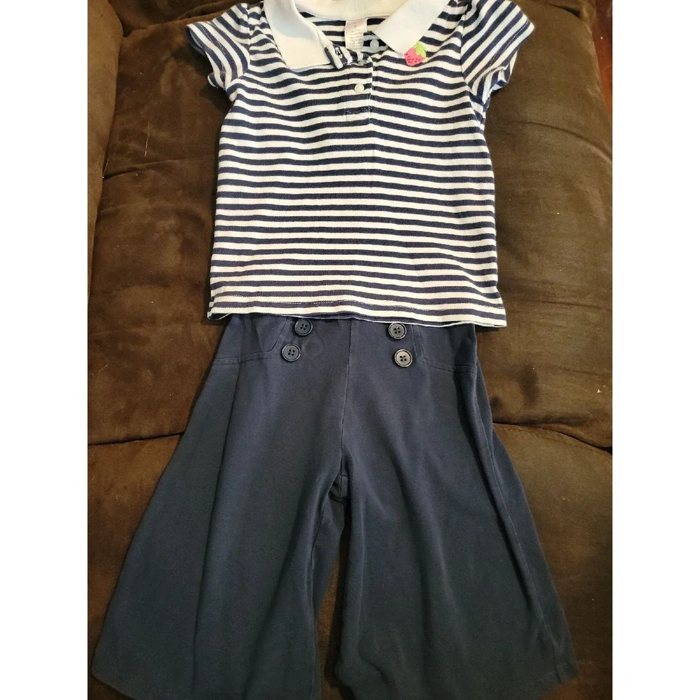 Gymboree vintage strawberry farm polo‎ shirt size 4 capris size 3 outfit